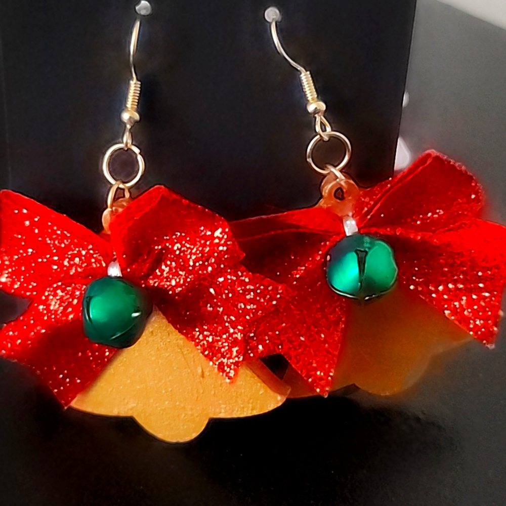 Mini wooden bell earrings